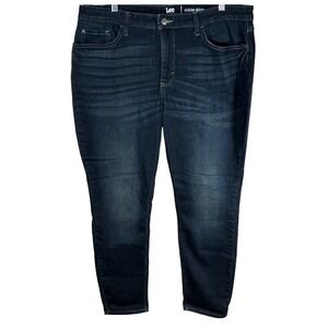 Lee Riders Womens Midrise Skinny Jeans Dark Indigo Stretch Denim 18M
